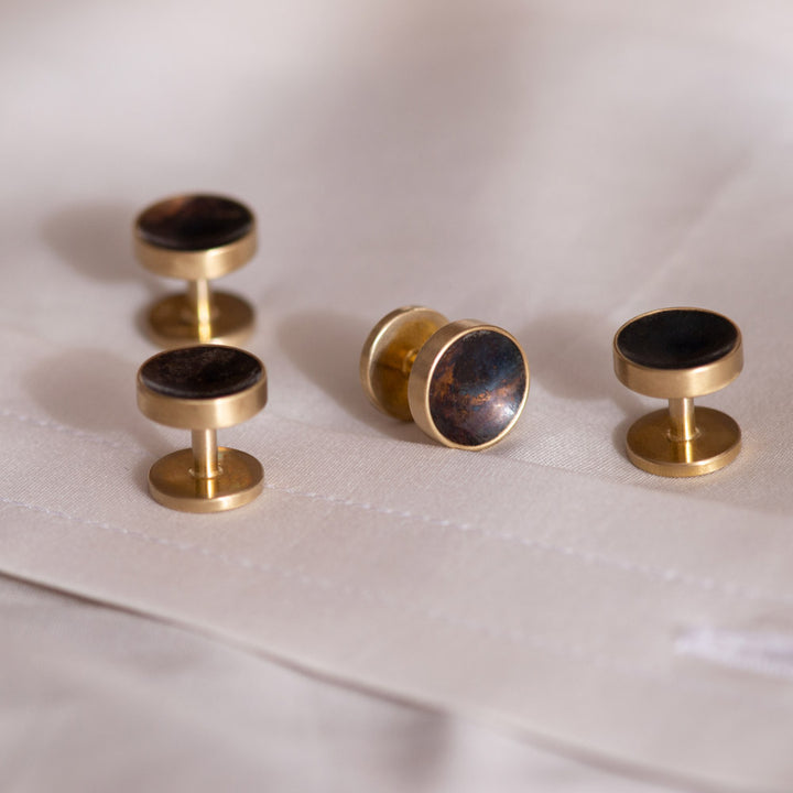 Alice Made This - Brass shirt studs with patina finish. Shirt studs for men. Hand crafted and artisan finished. Gifts for men. 