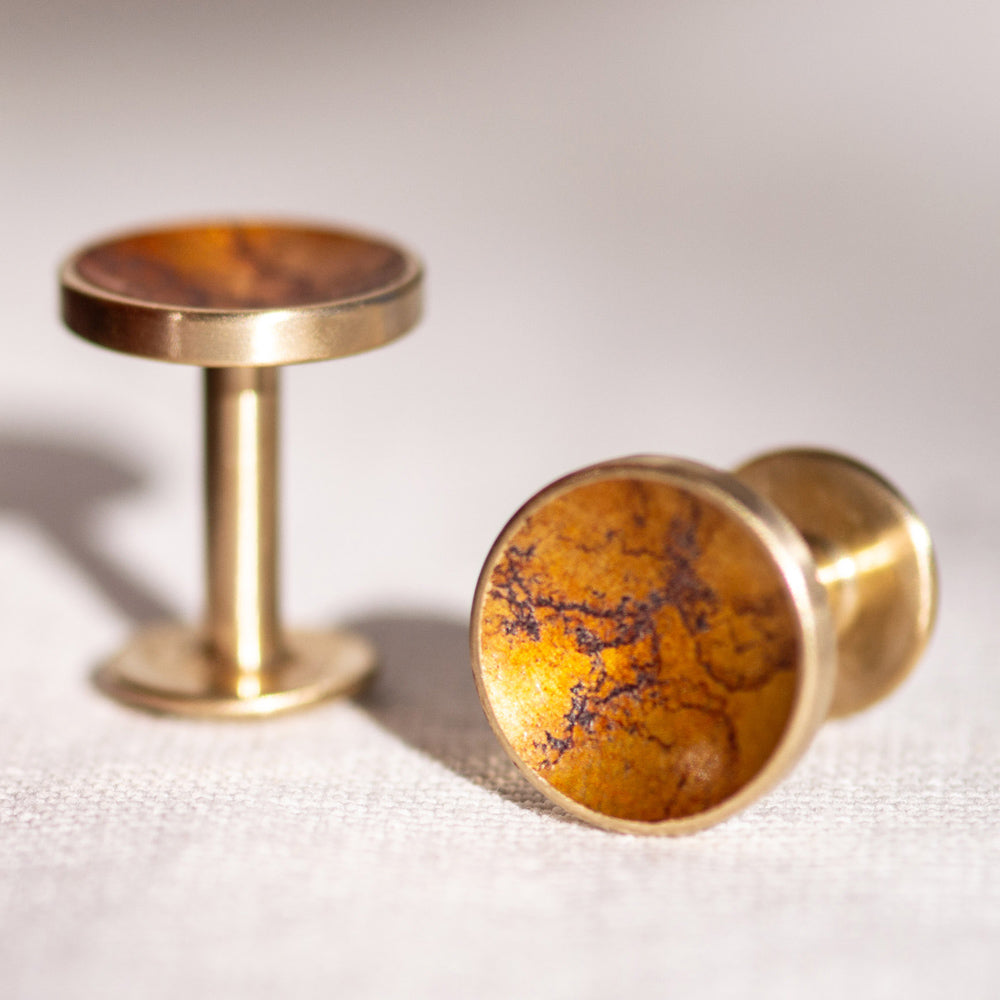 Alice Made This - Brass cufflinks with patina finish. Cufflinks for men. Hand crafted and artisan finished. Gifts for men. 