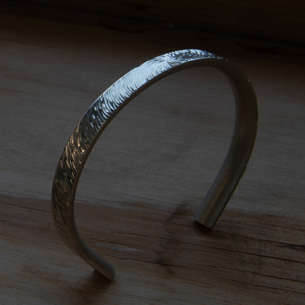 Sterling Silver bracelet for men by Alice Made This. Hand engraved minimalist design bracelets for men. 