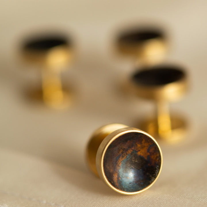 Alice Made This - Brass shirt studs with patina finish. Shirt studs for men. Hand crafted and artisan finished. Gifts for men. 