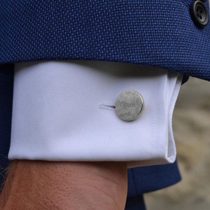 dot mottled steel cufflinks | how to wear